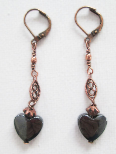 Hematite Heart Earrings